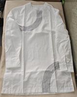 Chemise à Manches Longues Décontractée Jeune à Rayures Ethniques Africaines Blanches Col Rond S-4XL