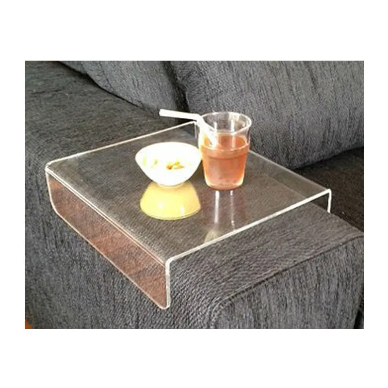 Acrylic Couch Armrest Protector Clear Sofa Arm Tray Table for Couch with Teapot Slot Acrylic Sofa Arm Rest Protector