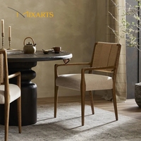 Chaise de salle à manger en teck massif de style américain moderne avec corde, chaise individuelle décontractée pour café et restaurant, chaise de designer en teck pour l'extérieur