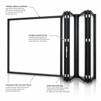 Porte en verre pliante en aluminium Meida, à rupture de pont thermique, cadre fin, double vitrage, luxe, pour patio résidentiel, fabricant en gros