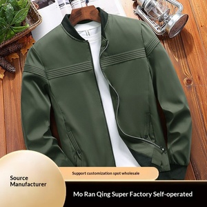Giacche Bomber <span class=keywords><strong>Senza</strong></span> Colletto da <span class=keywords><strong>Uomo</strong></span> Nuove Collezione Primavera, Slim Fit con Cerniera, Casual, Taglie Forti, Tinta Unita - Ingrosso Fabbrica - Product Image 2