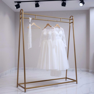 Commercial Grade Modern <strong>Tall</strong> Rustproof Freestanding Garment Display Stand Wire <strong>Shelving</strong> for Wedding Dress Rack Photo Studio - Product Image 1