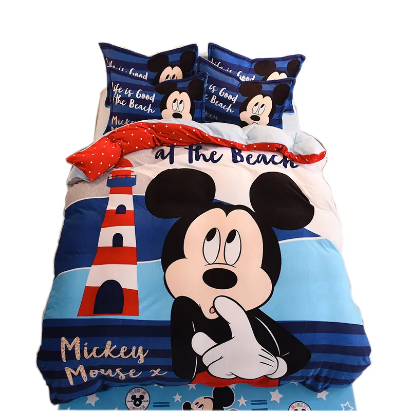 Di alta qualità di cristallo di velluto in microfibra 4 pezzi 3d digitale di stampa per bambini di inverno del fumetto set di biancheria da letto caldo di Mickey Minnie lenzuolo