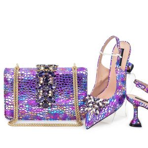 Elegantes Brautschuh- und Abendtaschen-Set: Spitze Schuhe mit Diamanten und Strass, Dünner Absatz, Perfekt für Abendkleider - Product Image 2