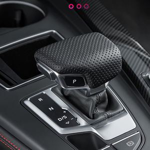 Perforated Leather Gear Shift Knob Cover Gear Shift Frame Cover Shift <strong>Boot</strong> for All Audi Models <strong>Car</strong> Interior Accessories - Product Image 2