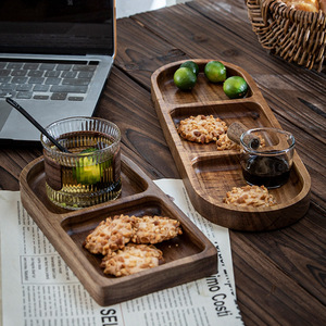 ถาดไม้แบ่งช่อง ถาดขนมหวานไม้เนื้อแข็ง สำหรับเสิร์ฟกาแฟ ชา โรงแรม - Product Image 1