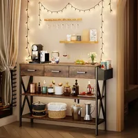 Table console 47.2 "combinant bois vintage et table d'entrée en acier brossé noir avec rangement pour chaussures