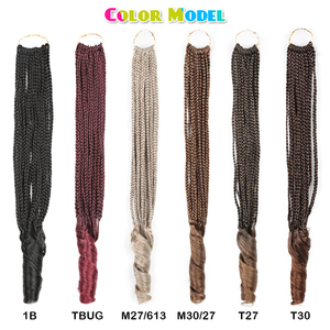 French Curl Trenzas Cabello 20 pulgadas Goddess Box Trenzas Cabello de ganchillo <span class=keywords><strong>con</strong></span> extremos ondulados hinchables Extensiones de cabello sintético prebucle - Product Image 3