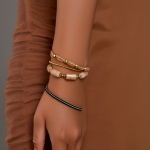Fashion <b>Beaded</b> <b>Bracelet</b> Pink Stone <b>Gold</b> Plated Elastic Stretchable Jewelry For Women Accessories - Product Image 3