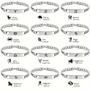 Pulseras y Brazaletes <span class=keywords><strong>de</strong></span> Moda <span class=keywords><strong>de</strong></span> Acero Inoxidable 316L Personalizados al por Mayor, Pulsera <span class=keywords><strong>de</strong></span> Cadena con <span class=keywords><strong>Signo</strong></span> Zodiacal para Hombre - Product Image 1