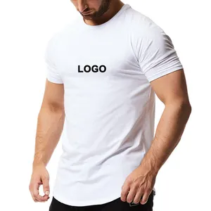 Gym Workout Tshirt Kleding Groothandel Custom Logo 100% Katoen Heren Raglan Korte Mouwen Sport Bodybuilding Spier Fitness T-shirt