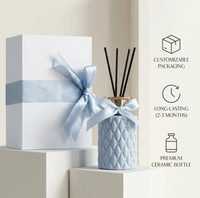 Coffret Cadeau Diffuseur à Bâtonnets en Céramique Premium – Bouteille Gaufrée Diamant – Parfum Longue Durée – Idéal pour Mariages et Cadeaux de Pendaison de Crémaillère