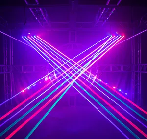 6 Heads Beam Moving Head Laser Stage Lighting Red/Green/Blue/2R2G2B Laser Light Show Equipment Disco Bar