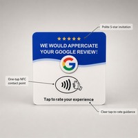Carte NFC en acrylique pour avis Google, carte NFC NTAG213 120x120mm, passive, réinscriptible, appuyez pour laisser un avis sur le magasin du commerçant