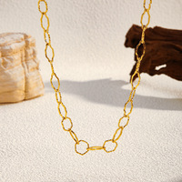 Collier à maillons ondulés fins en acier inoxydable, géométrique, simple, étanche et anti-ternissement pour femme