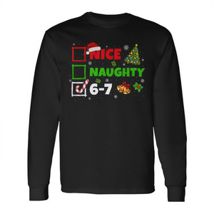 T-shirt a maniche lunghe Nice Naughty List 6-7 Christmas Meme - Product Image 2