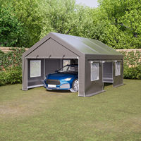 Abri de voiture 13x20 pieds, imperméable, robuste, avec structure galvanisée et fenêtres en maille pour abri de voiture