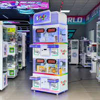 Machine à griffes commerciale à monnayeur pour 4 joueurs, avec jeu de réflexe 'Stop Time' de 10 secondes, jeux à prix et jeux de griffes, en verre trempé, version anglaise