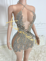 Robe Mini Élégante et Scintillante en Maille Transparente Ornée de Cristaux Ocstrade Été 2025 pour Anniversaire, Spectacle et Danse