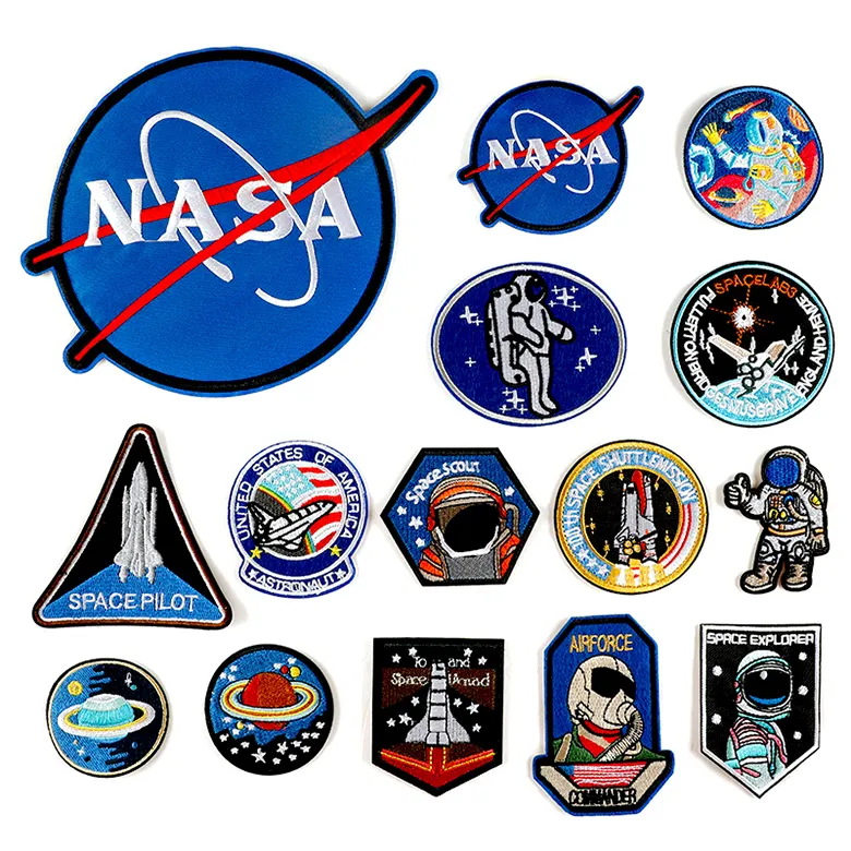 Harga pabrik kustom desain NASA Space Shuttle Challenger Mission Patch untuk topi dan pakaian