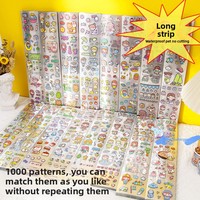 Autocollants décoratifs mignons en PET imperméables, motif dessin animé anime, en bande longue 8x40cm, compatibles AI/PSD/CDR/JPG pour agendas et bullet journals