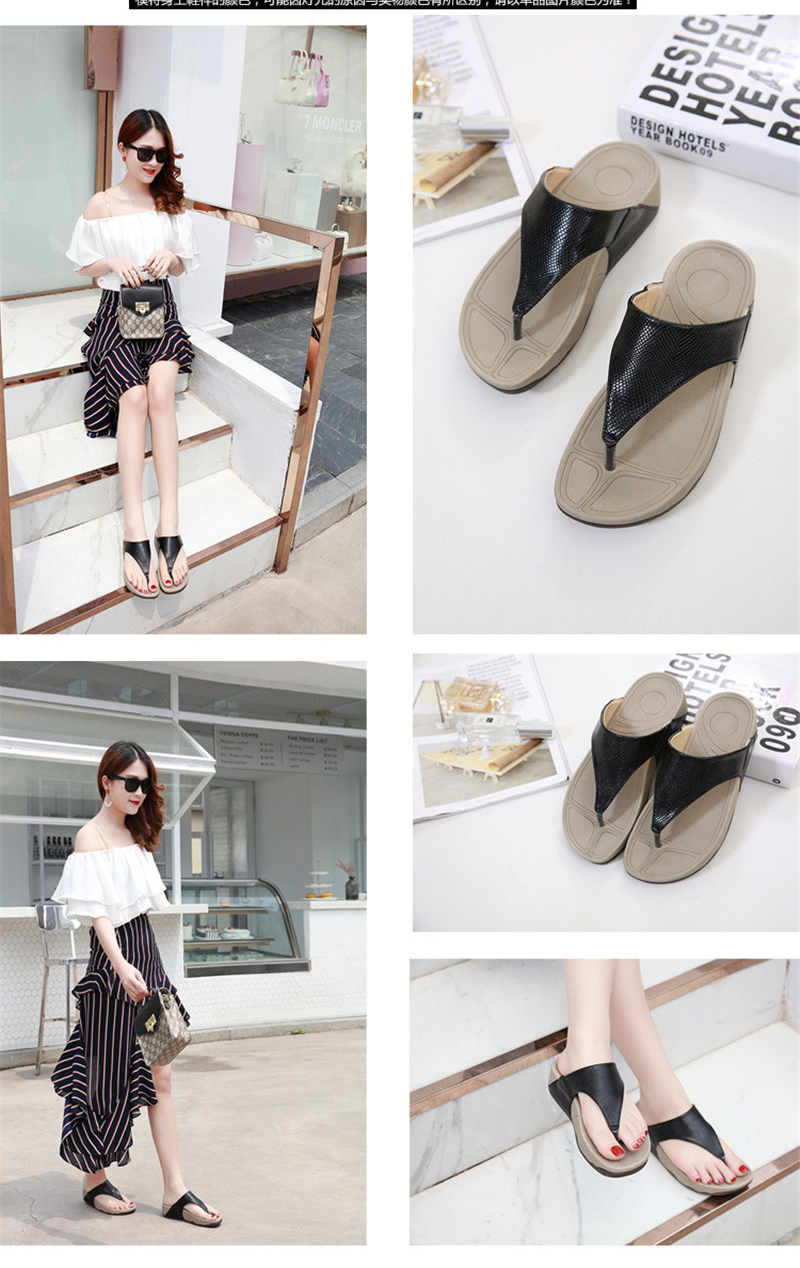 Snakeskin Leopard Print Wedges Flip Flops Slippers Large Size Flip-flop Women's Shoes Wholesale