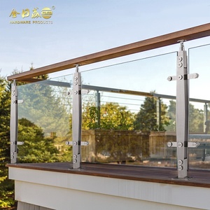 현대 디자인 스테인레스 스틸 Frameless 계단 포스트 유리 난간 난간 난간 난간 동자 유리 난간 가격 시스템 - Product Image 5