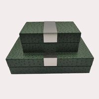 Vente chaude moderne de luxe vert foncé en cuir boîte à bijoux Simple élégant maison hôtel stockage décor étui boîte Caixa De Joias ensemble de 2