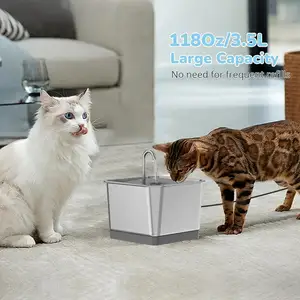 Dispensador de água para animais de estimação com controle remoto móvel WiFi de aço inoxidável de vendas diretas da fábrica Fonte de água para gatos com capacidade de 3,5L