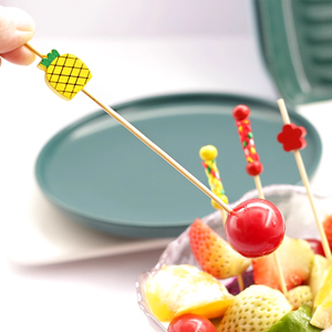 Phong Cách Mới 100pcs thực phẩm Trái Cây ngã ba Picks tre xiên nhà nhập khẩu dùng một lần tre Cocktail Picks - Product Image 5