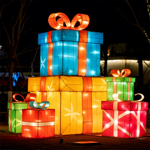 Подарочная коробка со светодиодной подсветкой, фонарь, Шелковый фонарь для праздничного рождественского дня рождения, украшения для стола, День отца, День благодарения - Product Image 1