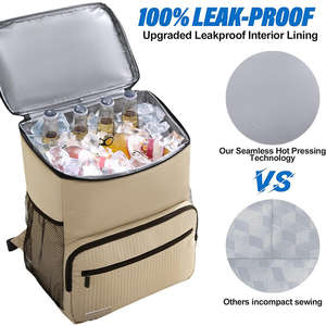 Portable picnic bag, polyester insulated leak proof picnic <b>backpack</b>, canvas lunch bag, durable refrigerated bag - Product Image 2