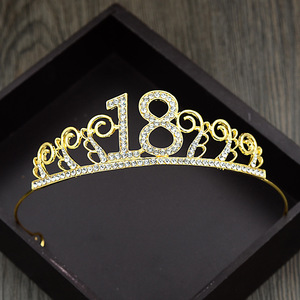 <span class=keywords><strong>Couronne</strong></span> <span class=keywords><strong>de</strong></span> 18 ans en cristal doré Miss World pour filles, cadeaux <span class=keywords><strong>de</strong></span> mariage en gros - Product Image 2