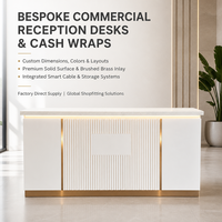 Comptoir de réception de salon personnalisé en MDF de luxe avec éclairage LED et design durable pour utilisation commerciale à l'accueil