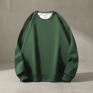 Men's Custom Logo <b>Oversized</b> Casual Long Spring Crew Neck <b>Hoodies</b> 320G Cotton Fleece Anti-Shrink Solid Sweatshirt - Product Image 4