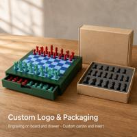 Jeu d'échecs en bois de 12 pouces avec tiroir de rangement, 32 pièces, jeu de société portable pour la famille et les adultes, divertissement intérieur