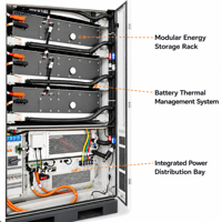 Armoire de batterie ESS à refroidissement liquide modulaire pour la gestion énergétique des entrepôts et des installations frigorifiques