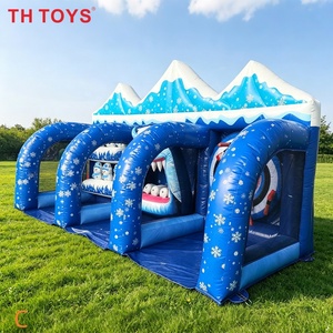 Stand de jeu gonflable 3 en 1 pour carnaval, <span class=keywords><strong>Jeux</strong></span> sportifs gonflables de lancer de hache et de fléchettes pour l'hiver et Noël - Product Image 2