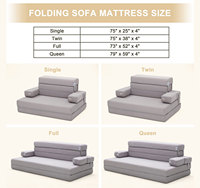 Canapé-lit convertible multifonctionnel, canapé de sol et matelas de couchage, chaise pliante portable pour chambre d'amis, petit espace