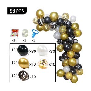<span class=keywords><strong>Kit</strong></span> de arco de globo de plástico/látex metálico de oro blanco y negro, decoraciones de fiesta, globos dorados elegantes para fiestas de cumpleaños de Navidad - Product Image 1