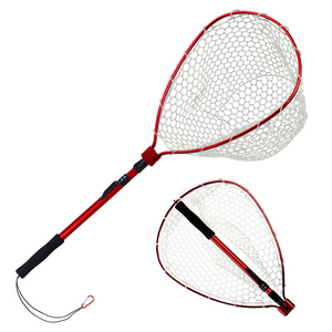 Nouveau épuisette de pêche à la mouche avec <span class=keywords><strong>manche</strong></span> et cadre en alliage d'aluminium, filet en silicone, poignée en EVA et corde anti-perte - Product Image 1