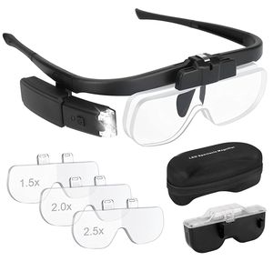 Lupa de Cabeza con Aumento de 1.5x-4.5x, Lupa de Manos Libres con Luz LED para Trabajos de Precisión, <span class=keywords><strong>Gafas</strong></span> de Lectura con Lupa Recargable - Product Image 1