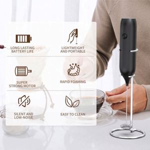 Mousseur à lait automatique avec support, rechargeable par USB, puissant, mousseur à lait portable pour les lattes - Product Image 3