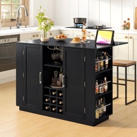 Meuble de bar moderne en U de 47,2 pouces avec plateau pliable et prise électrique pour salle à manger