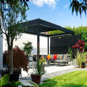 Design moderno colonna in lega di alluminio <span class=keywords><strong>a</strong></span> prova di pioggia e vento elettrico regolabile feritoie <span class=keywords><strong>da</strong></span> tetto Pergola con tessuto in poliestere cieco - Product Image 2