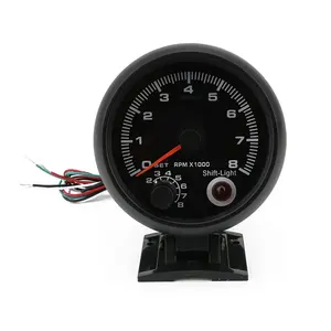 Tachymètre noir de 3 3/4 pouces, jauge de 0 à 8000 tr/min avec LED bleu clair, compteur de voiture de course en nouvel état - Product Image 3