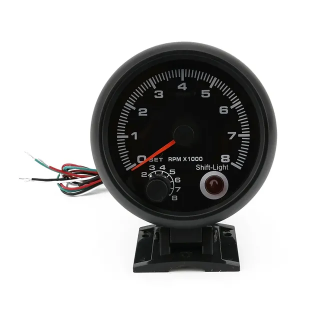 Yomiracing 3 3/4" Black Tachometer 0-8000 RPM Gauge with Inter Shift Light Blue LED New Racing Car Meter 6-Month Warranty