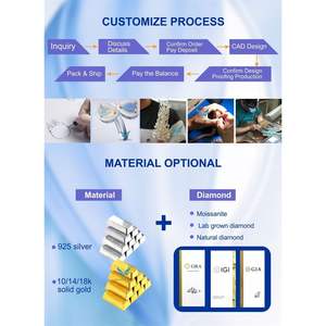 Anillo de Compromiso y Matrimonio de Plata de Ley 925 con Baño de Oro de 18K de Tianyu Gems para Mujer, Anillos de Media Eternidad con Moissanita - Product Image 4