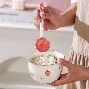 Juego de cuenco y cuchara de cerámica de estilo nórdico, vajilla de alto valor, sopa, arroz, ensaladera para fiestas y uso familiar - Product Image 3