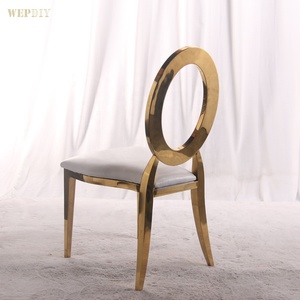 Stackable Hollow Stainless Steel Gold Silver Rose Gold <strong>Small</strong> Round Back Wedding <strong>Chair</strong> <strong>for</strong> Hotel Wedding - Product Image 1